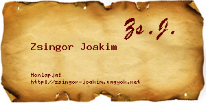 Zsingor Joakim névjegykártya